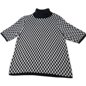 Vintage Colette Mordo Chevron Sweater Short sleeves Silk Blend Sz. M Office Work